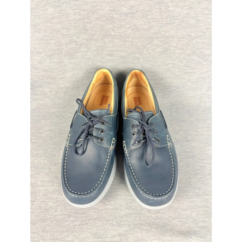 Samuel Hubbard New Endeavor Boat Shoes Driftwood Blue Leather Mens 9.5 Wide